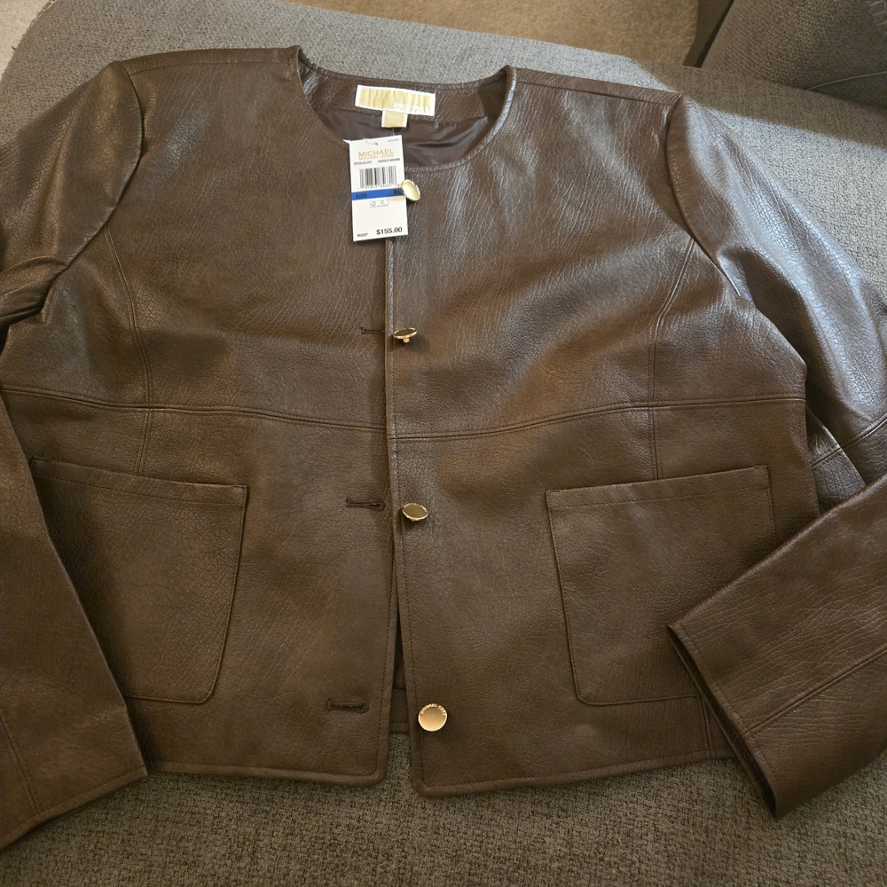 Michael Kors Chocolate Brown Leather Jacket